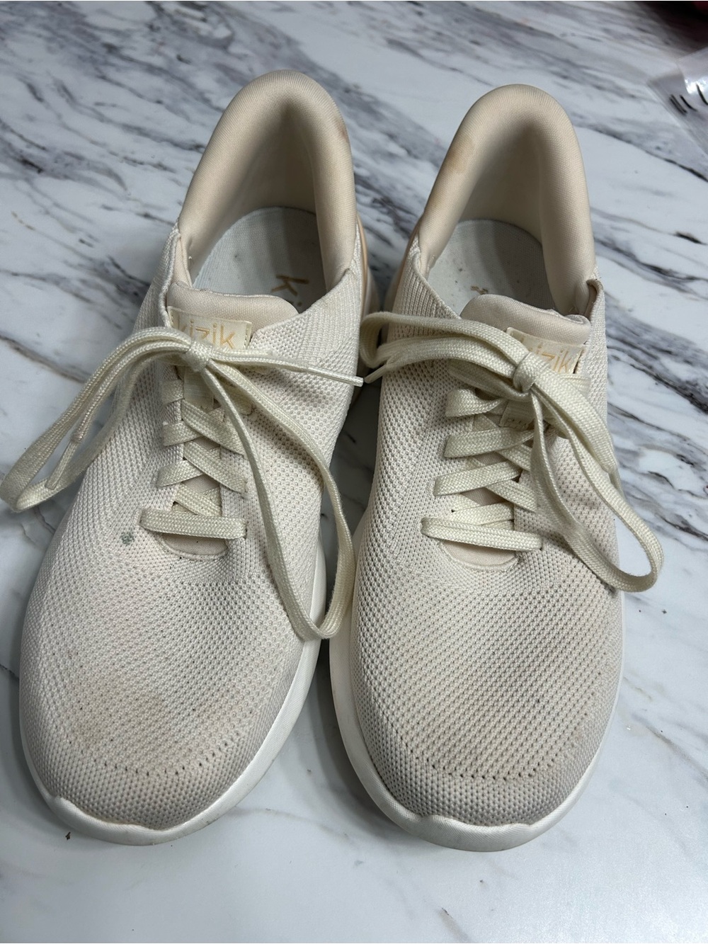 Kizik Women's Knit Lace-Up Sneakers in Cream